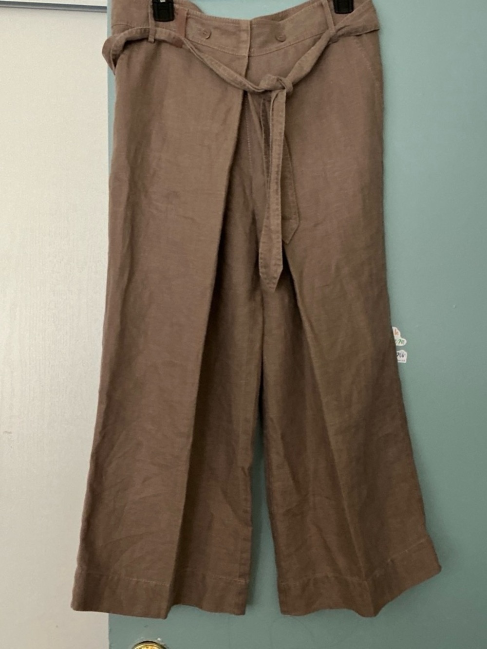 Fei Wide-Leg Linen Blend Pants with Tie Waist - Brown
